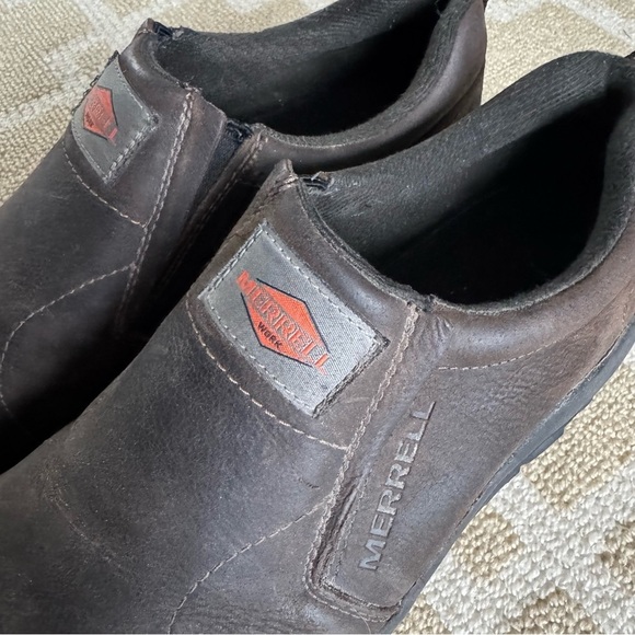 Merrell Work Leather Slip-On Shoes Non-Slip Outdoor Fall Utility Brown Men’s 8.5 - Picture 7 of 15